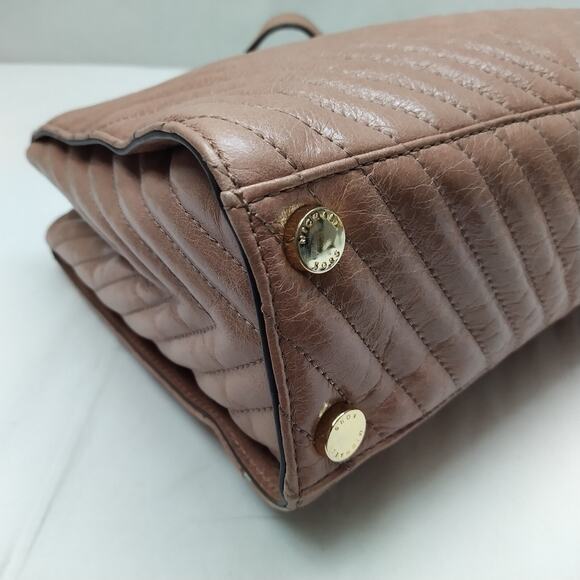 Michael Kors Brown Leather Chevron Quilted Chain Straps Shoulder Bag - Picture 7 of 13